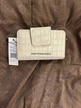 French Connection Cream Croc-Embossed Phone Wallet Case